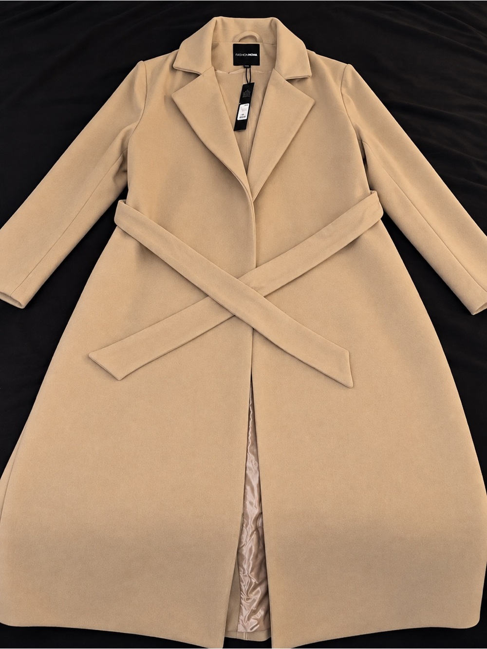 Fashion nova Beige Belted Wool-Blend Trench Coat
